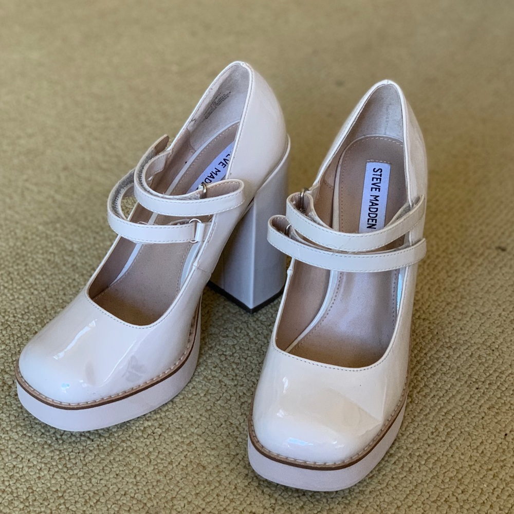 Steve Madden Twice Platform Pump Mary Jane Bone